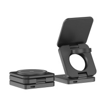FORCELL AluFold Pro 3in1 Qi 2.2 25W Ultra-Fast Wireless Desk Charger for iPhone and Samsung compatible with MagSafe, App