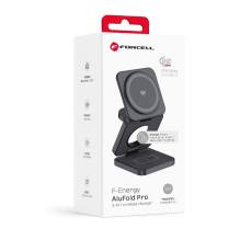 FORCELL AluFold Pro 3in1 Qi 2.2 25W Ultra-Fast Wireless Desk Charger for iPhone and Samsung compatible with MagSafe, App