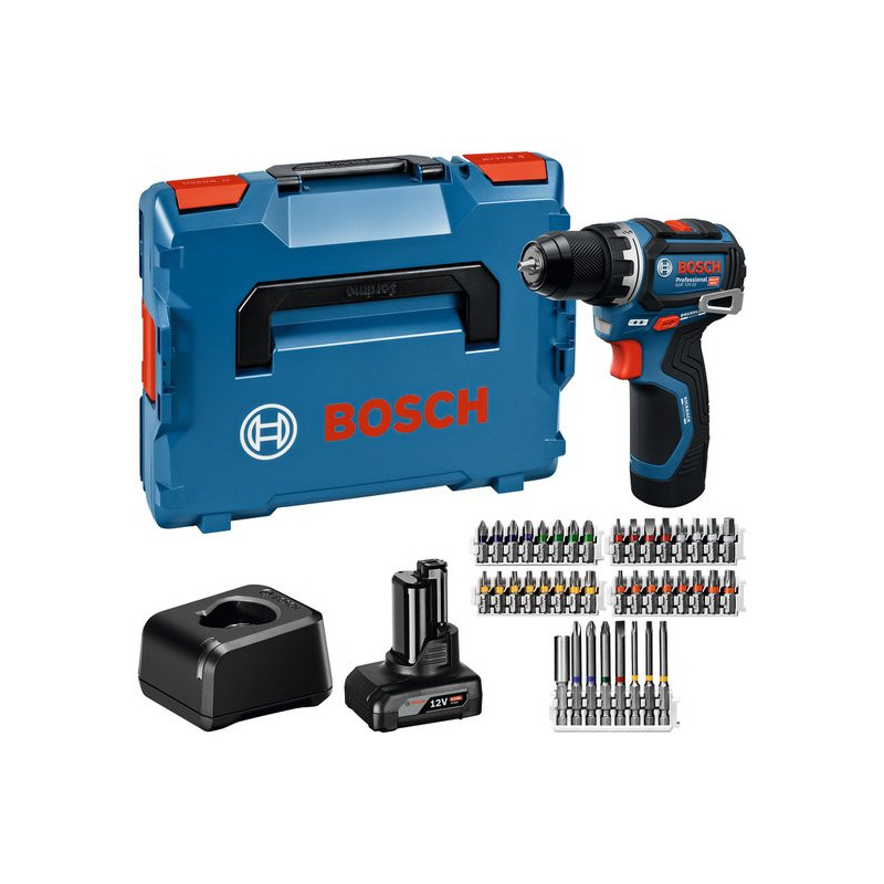Drill/driver Bosch Powertools cordless GSR 12V-32 Professional, 12 Volt (blue / black, Li-Ion battery 2.0Ah + 4.0Ah, 40-