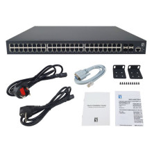 PoE+ slēdzis LevelOne 48xGE PoE / 4x10GSFP 400W 19" pārvaldāms L3
