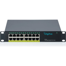 Slēdzis DIGITUS 16 portu 10" bez pārvaldības 120W PoE+