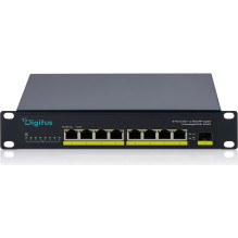 Slēdzis DIGITUS 8 porti 10" Gigabit bez pārvaldības 80W PoE+ Black Slēdzis DIGITUS 8 porti 10" Gigabit bez pārvaldības 80W PoE+ Black