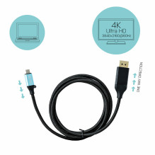 i-tec USB-C į Display Port laidinis adapteris 4K / 60Hz 200cm
