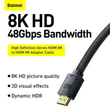 Baseus Video Cable High Definition Series HDMI To HDMI 2.1, 8K 60 Hz, 4K 120 Hz, 2K 144 Hz, 3D eARC, QMS, Dynamic HDR, V Baseus Video Cable High Definition Series HDMI To HDMI 2.1, 8K 60 Hz, 4K 120 Hz, 2K 144 Hz, 3D eARC, QMS, Dynamic HDR, V