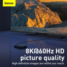 Baseus Video Cable High Definition Series HDMI To HDMI 2.1, 8K 60 Hz, 4K 120 Hz, 2K 144 Hz, 3D eARC, QMS, Dynamic HDR, V Baseus Video Cable High Definition Series HDMI To HDMI 2.1, 8K 60 Hz, 4K 120 Hz, 2K 144 Hz, 3D eARC, QMS, Dynamic HDR, V