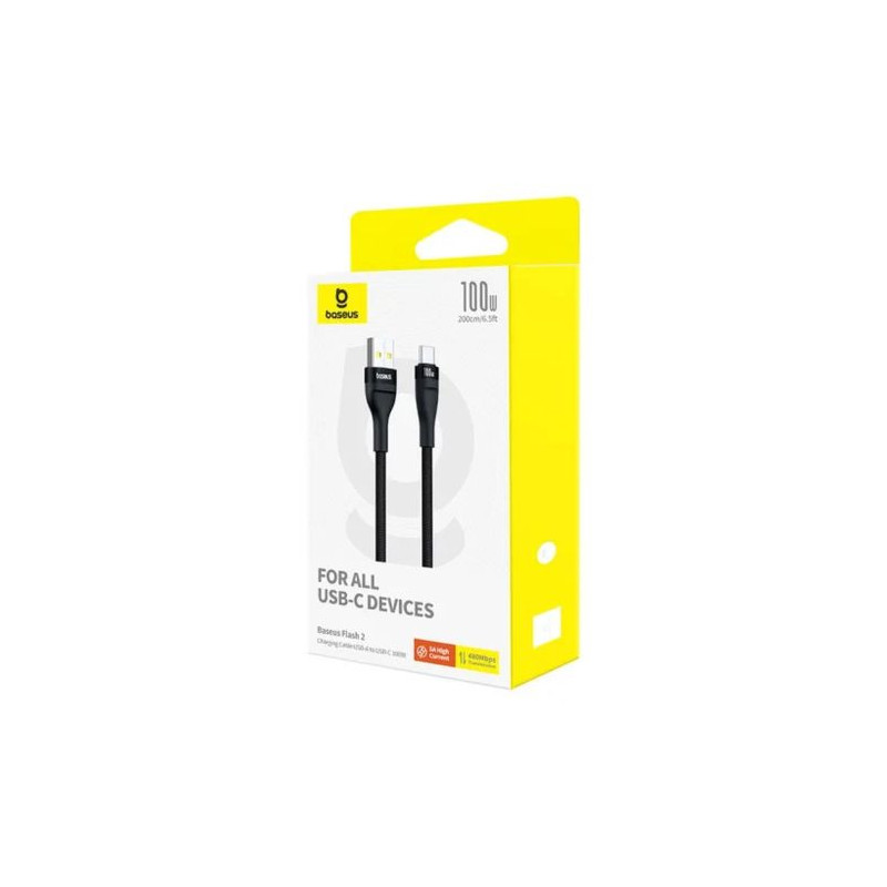 Baseus Cable USB-A - Type-C Flash 2 480mb / s, 100W, 2m, Black (P10311804111-01)