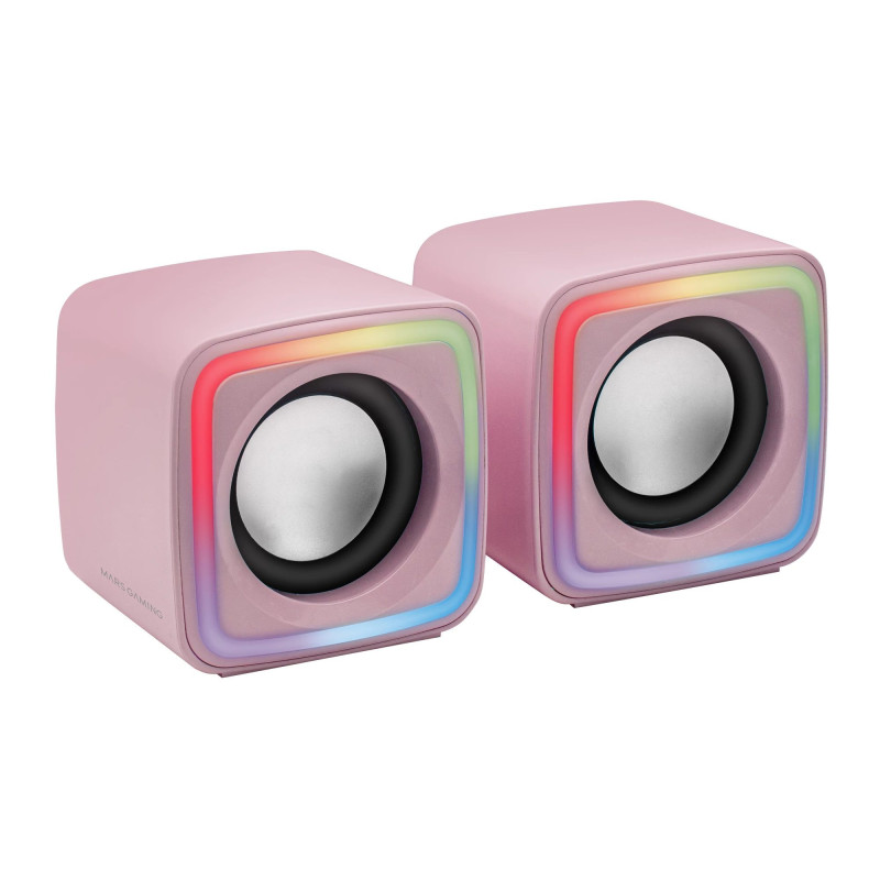 Mars Gaming MSCUBEP Pink kompakti RGB spēļu skaļruņi 8W DSP skaņas procesors