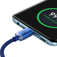 Baseus CAJY000603 Crystal Shine Series Data Cable USB-C - USB-C 100W 1.2m / blue Baseus CAJY000603 Crystal Shine Series Data Cable USB-C - USB-C 100W 1.2m / blue