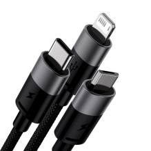 Baseus Universalus kabelis StarSpeed 3-in-1 greito įkrovimo duomenų kabelis (USB į Micro + Lightning + Type-C) 3.5A 1.2m