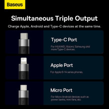 Baseus Universal Cable StarSpeed 3-in-1 Fast Charging Data Cable (USB to Micro + Lightning + Type-C) 3.5A 1.2m, Black (C Baseus Universal Cable StarSpeed 3-in-1 Fast Charging Data Cable (USB to Micro + Lightning + Type-C) 3.5A 1.2m, Black (C