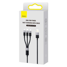 Baseus Universalus kabelis StarSpeed 3-in-1 greito įkrovimo duomenų kabelis (USB į Micro + Lightning + Type-C) 3.5A 1.2m