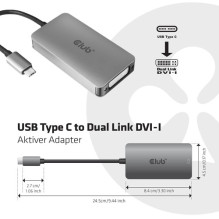 Adapter USB 3.2 Type C to DVI-D active St / Bu retail Club3D Adapter USB 3.2 Type C to DVI-D active St / Bu retail Club3D