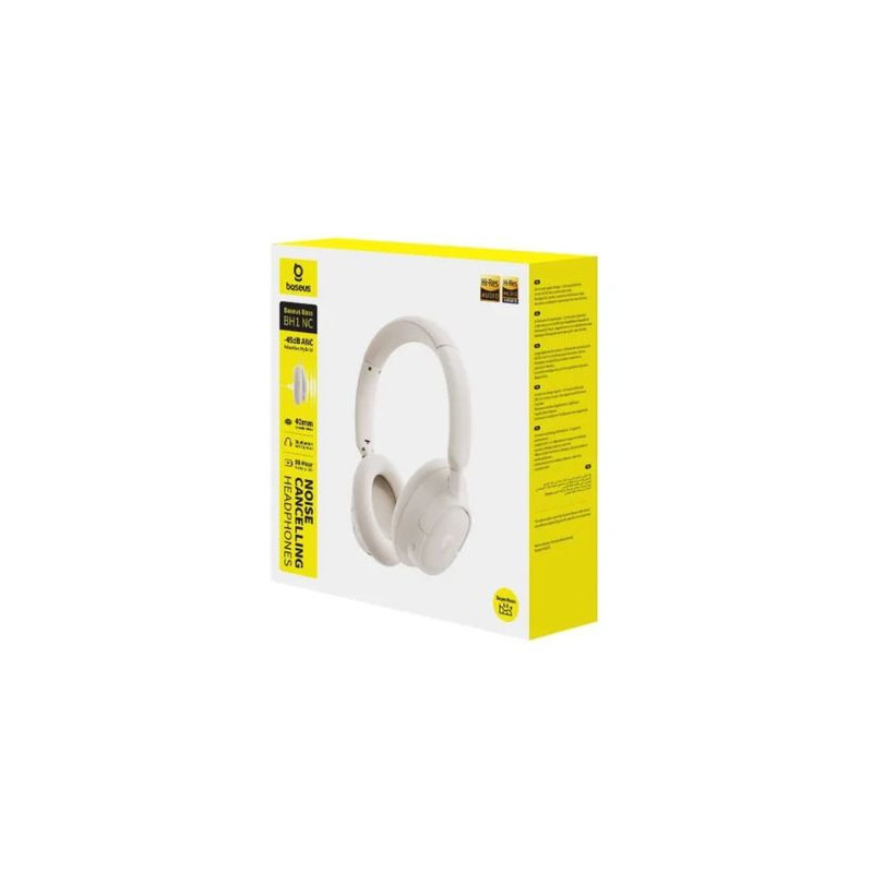 Baseus Wireless Bluetooth 6.0 headphones with noise reduction Bass BH1 NC White A0203702 (6932172697006)