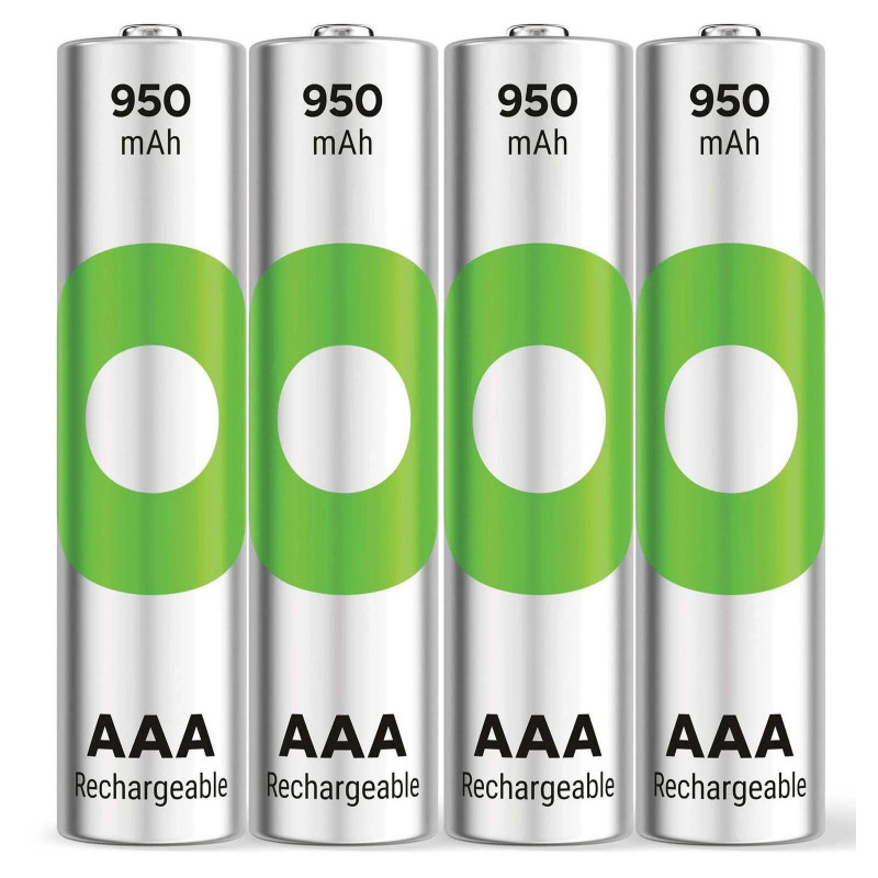 GP ReCyko Micro AAA NiMH uzlādējamā baterija 950 mAh 1,2 V 4 iepakojums (GPRCK95AAA105C4)