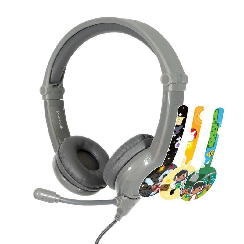 BUDDYPHONES Galaxy Grey Gaming Headphones for Children 3+, 85dB