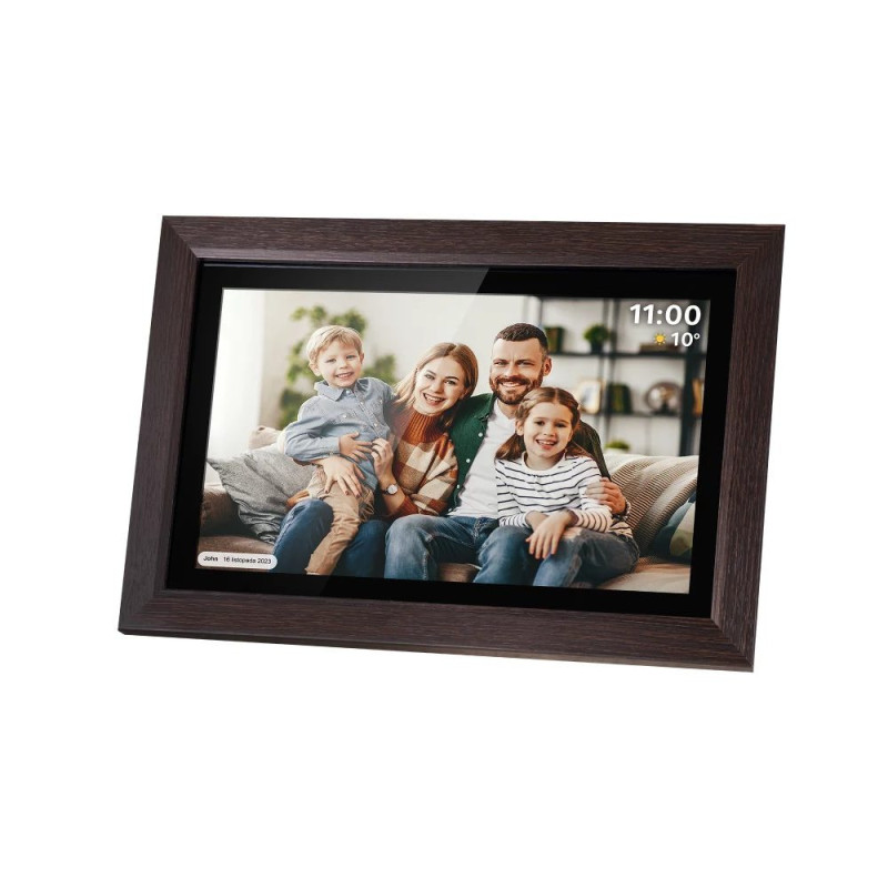 Kruger &amp; Matz FRAMEO Wi-Fi 15.6 inch Digital Photo Frame with Wooden Frame, Full HD IPS Touchscreen, 16GB, Black