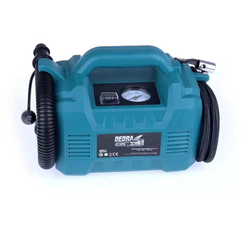 DEDRA DED7073 18V bezvadu gaisa kompresors ar digitālo spiediena kontroli, 8 bar, 21 L / min, LED gaisma