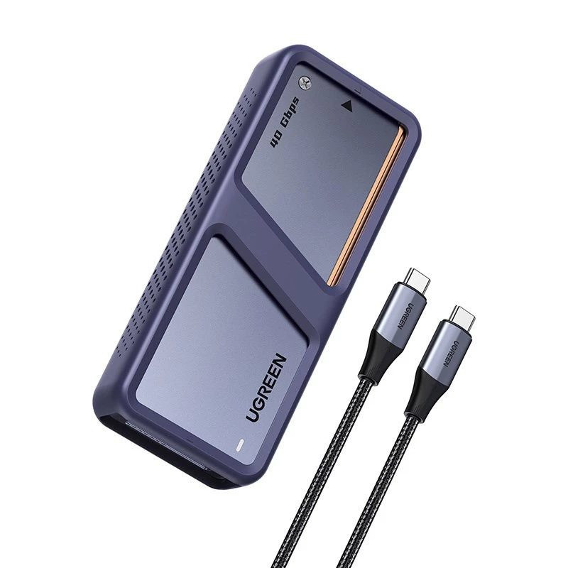 UGREEN M.2 NVMe SSD ārējais korpuss D703 USB4 40Gbps, bez instrumentiem, alumīnija, Space Grey