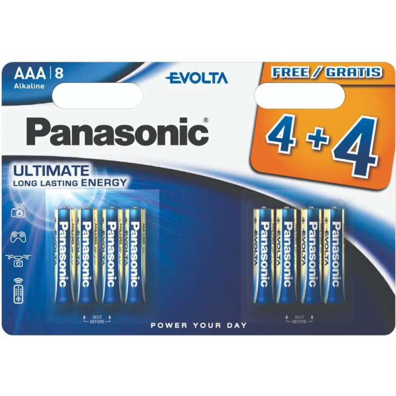Panasonic Evolta baterija LR03EGE / 8B (4+4 gab.) (LR03EGE / 8BW 4+4F)