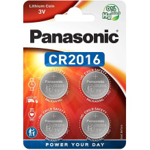 Panasonic CR2016 3V litija monētu baterija - 4 iepakojums (CR-2016EL / 4B)