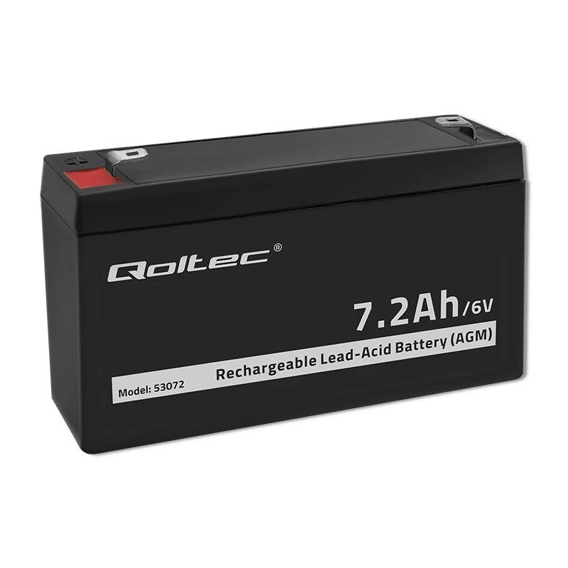 Qoltec AGM akumulators 6V 7.2Ah VRLA slēgts svina-skābes, bez apkopes