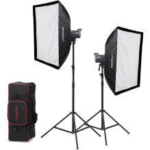 Godox Litemons LA200D K2 2-Light Daylight LED Monolight Kit ar Softboxiem, Statīviem un Somu
