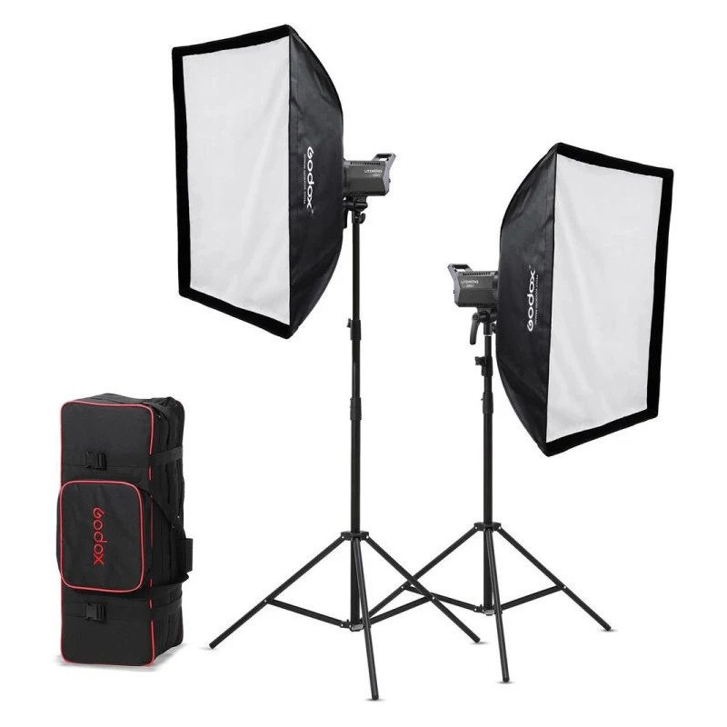 Godox Litemons LA200D K2 2-Light Daylight LED Monolight Kit ar Softboxiem, Statīviem un Somu