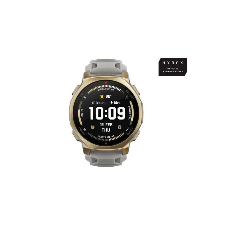 Amazfit T-rex 3 Pro 3,35 cm (1,32 colio) AMOLED 44 mm Skaitmeninis 466 x 466 pikselių Jutiklinis ekranas Gold Wi-Fi GPS 