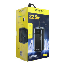 Nešiojamoji baterija AWEI PA-105 40000mAh 22,5W LCD juoda