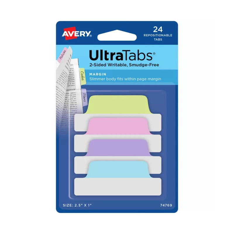 Avery Ultra Tabs 74769 tukšas cilnes indekss zils zaļš rozā violets