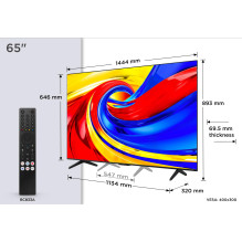 Televizorius, TCL, 65 colių, 4K Ultra HD, 3840 x 2160 pikselių, plokščias, 16:9, QLED, 65QLED780L