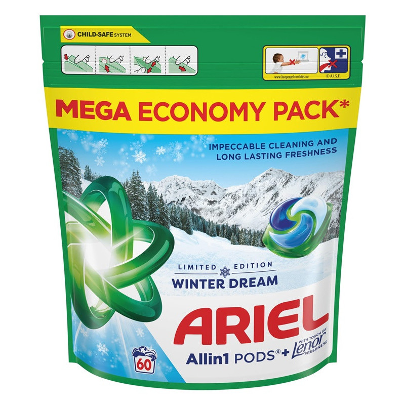 Skalbimo kapsulės Ariel Winter Dream, 60 vnt.