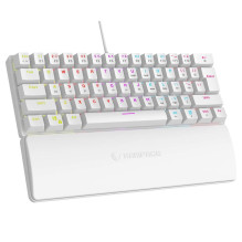 Klaviatūra - RAMPAGE PLOWER K60 61 klavišų QWERTY mechaninė žaidimų klaviatūra, RGB, USB, balta