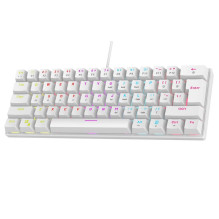Klaviatūra - RAMPAGE PLOWER K60 61 klavišų QWERTY mechaninė žaidimų klaviatūra, RGB, USB, balta