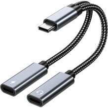 USB-C garso adapteris - PremiumCord USB-C 2-in-1 adapteris 60 W 48 kHz / 16 bitų 12,5 cm USB-C garso adapteris - PremiumCord USB-C 2-in-1 adapteris 60 W 48 kHz / 16 bitų 12,5 cm