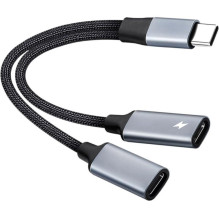 USB-C garso adapteris - PremiumCord USB-C 2-in-1 adapteris 60 W 48 kHz / 16 bitų 12,5 cm USB-C garso adapteris - PremiumCord USB-C 2-in-1 adapteris 60 W 48 kHz / 16 bitų 12,5 cm