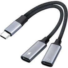 USB-C garso adapteris - PremiumCord USB-C 2-in-1 adapteris 60 W 48 kHz / 16 bitų 12,5 cm USB-C garso adapteris - PremiumCord USB-C 2-in-1 adapteris 60 W 48 kHz / 16 bitų 12,5 cm