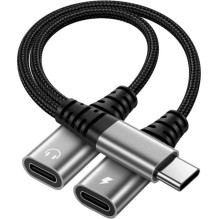 USB-C garso adapteris - PremiumCord USB-C 2-in-1 adapteris 60 W 48 kHz / 16 bitų 12,5 cm USB-C garso adapteris - PremiumCord USB-C 2-in-1 adapteris 60 W 48 kHz / 16 bitų 12,5 cm