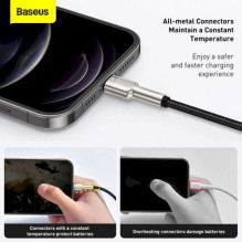 Baseus Lightning Cafule Series metalinis duomenų kabelis 2.4A 0.25m Black Baseus Lightning Cafule Series metalinis duomenų kabelis 2.4A 0.25m Black