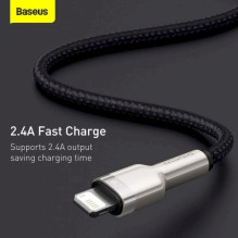 Baseus Lightning Cafule Series metalinis duomenų kabelis 2.4A 0.25m Black Baseus Lightning Cafule Series metalinis duomenų kabelis 2.4A 0.25m Black