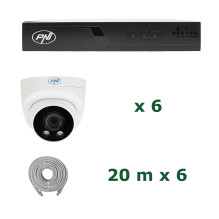 PNI House IP716J POE NVR video surveillance package, 6 PNI IP505J cameras, 5MP and 6 20 meter UTP CAT6 cables included