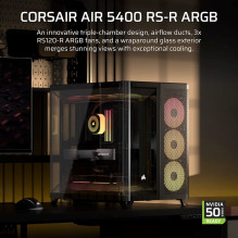 Corsair AIR 5400 RS-R ARGB Midi bokštas Black Corsair AIR 5400 RS-R ARGB Midi bokštas Black