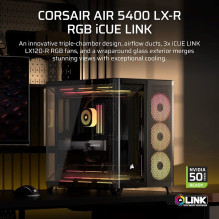 Corsair AIR 5400 LX-R RGB iCUE LINK MIDI bokštas Black Corsair AIR 5400 LX-R RGB iCUE LINK MIDI bokštas Black