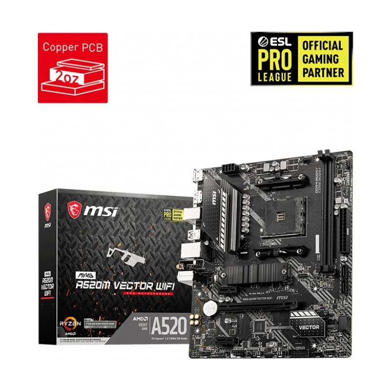 MSI MAG A520M VECTOR WIFI motherboard AMD A520 Socket AM4 micro ATX