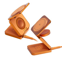 FORCELL AluFold Pro Qi 2.2 25W 3in1 itin greitas belaidis stalo įkroviklis, skirtas „iPhone“ ir Samsung, suderinamas su 