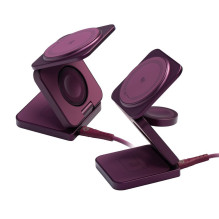 FORCELL „AluFold“ Pro 3in1 Qi 2.2 25W itin greitas belaidis stalo įkroviklis, skirtas „iPhone“ ir Samsung, suderinamas s