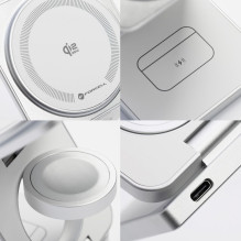 FORCELL „AluFold“ Pro 3in1 Qi 2.2 25W itin greitas belaidis stalo įkroviklis, skirtas „iPhone“ ir Samsung, suderinamas s