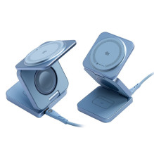 FORCELL AluFold Pro 3in1 Qi 2.2 25W itin greitas belaidis stalo įkroviklis, skirtas „iPhone“ ir Samsung, suderinamas su 