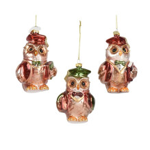 Christmas tree toy Decoris Owl, various colors, glass