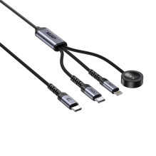 USB Laidas - UNITEK 3-in-1 USB-C Laidas 1,2 m, Pilka, Juoda USB Laidas - UNITEK 3-in-1 USB-C Laidas 1,2 m, Pilka, Juoda